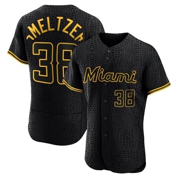 Men's Miami Marlins Devin Smeltzer Black Snake Skin City Jersey - Authentic