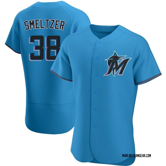 Men's Miami Marlins Devin Smeltzer Blue Alternate Jersey - Authentic