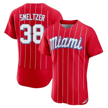 Men's Miami Marlins Devin Smeltzer Red 2021 City Connect Jersey - Authentic