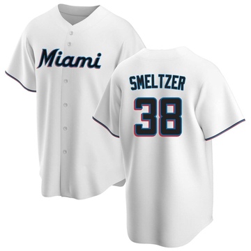 Men's Miami Marlins Devin Smeltzer White Home Jersey - Replica