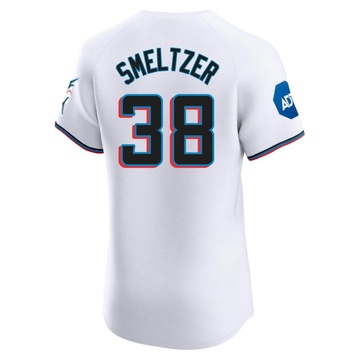 Men's Miami Marlins Devin Smeltzer White Home Patch Jersey - Elite