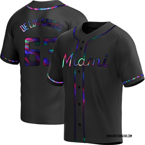 Men's Miami Marlins Deyvison De Los Santos Black Holographic Alternate Jersey - Replica