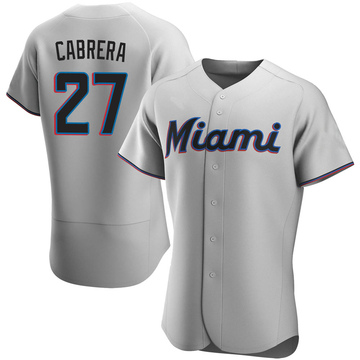 Men's Miami Marlins Edward Cabrera Gray Road Jersey - Authentic