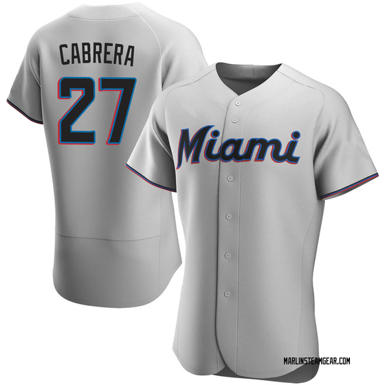 Men's Miami Marlins Edward Cabrera Gray Road Jersey - Authentic