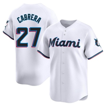 Men's Miami Marlins Edward Cabrera White Home Jersey - Limited