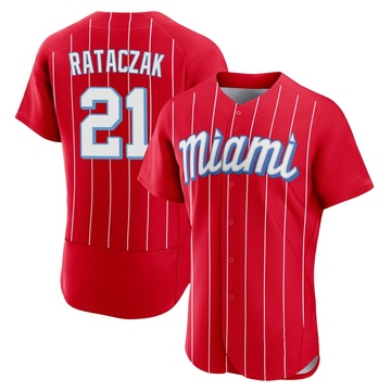 Men's Miami Marlins Eric Rataczak Red 2021 City Connect Jersey - Authentic