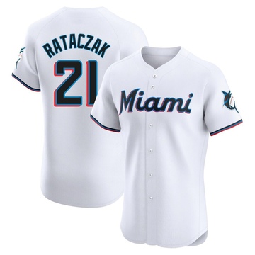 Men's Miami Marlins Eric Rataczak White Home Jersey - Elite