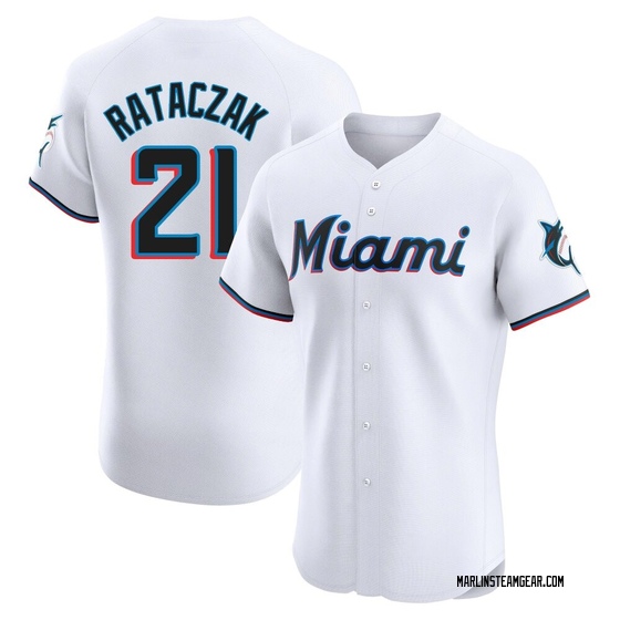 Men's Miami Marlins Eric Rataczak White Home Jersey - Elite