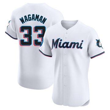 Men's Miami Marlins Eric Wagaman White Home Patch Jersey - Elite