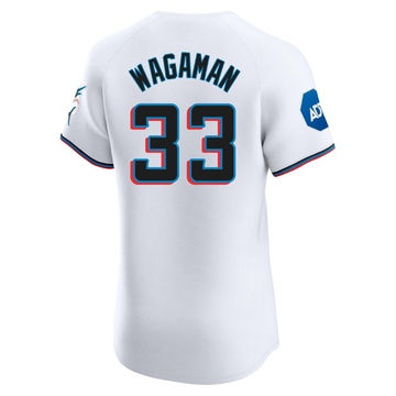 Men's Miami Marlins Eric Wagaman White Home Patch Jersey - Elite