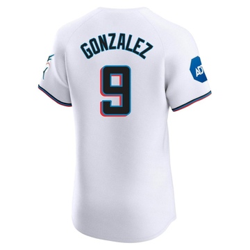 Men's Miami Marlins Erik Gonzalez White Home Patch Jersey - Elite