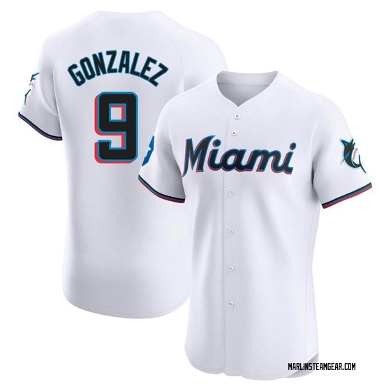 Men's Miami Marlins Erik Gonzalez White Home Patch Jersey - Elite