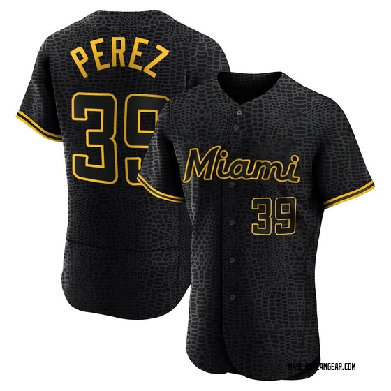 Men's Miami Marlins Eury Perez Black Snake Skin City Jersey - Authentic