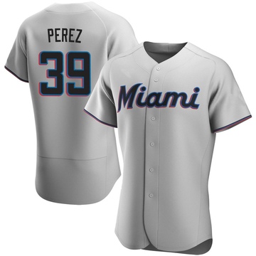 Men's Miami Marlins Eury Perez Gray Road Jersey - Authentic