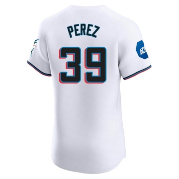 Men's Miami Marlins Eury Perez White Home Patch Jersey - Elite