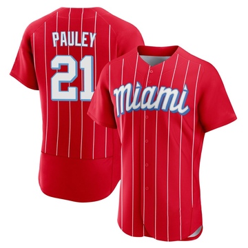 Men's Miami Marlins Graham Pauley Red 2021 City Connect Jersey - Authentic