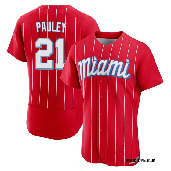 Men's Miami Marlins Graham Pauley Red 2021 City Connect Jersey - Authentic
