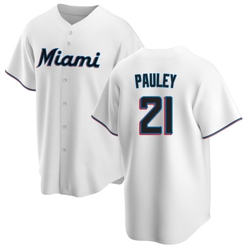 Men's Miami Marlins Graham Pauley White Home Jersey - Replica