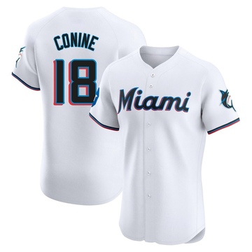 Men's Miami Marlins Griffin Conine White Home Patch Jersey - Elite