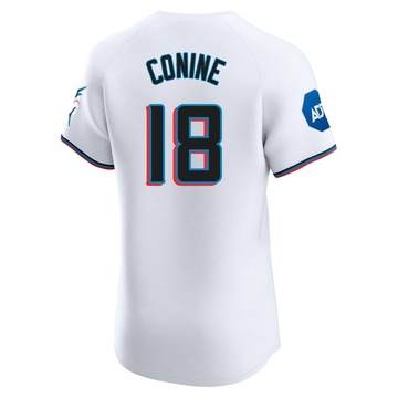 Men's Miami Marlins Griffin Conine White Home Patch Jersey - Elite