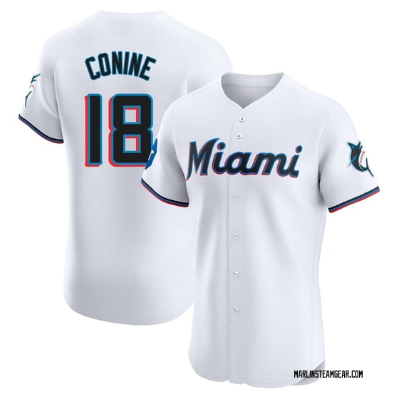 Men's Miami Marlins Griffin Conine White Home Patch Jersey - Elite