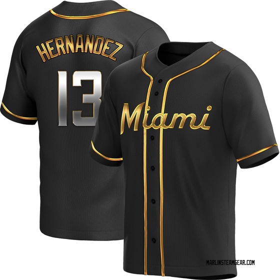 Men's Miami Marlins Heriberto Hernandez Black Golden Alternate Jersey - Replica