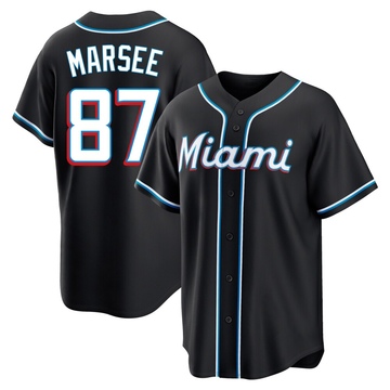 Men's Miami Marlins Jakob Marsee Black Fashion Out Jersey - Replica