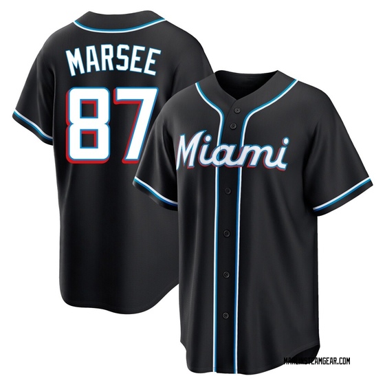 Men's Miami Marlins Jakob Marsee Black Fashion Out Jersey - Replica