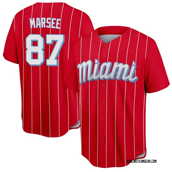 Men's Miami Marlins Jakob Marsee Red 2021 City Connect Jersey - Replica
