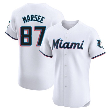 Men's Miami Marlins Jakob Marsee White Home Jersey - Elite