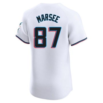 Men's Miami Marlins Jakob Marsee White Home Jersey - Elite