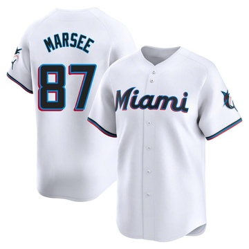 Men's Miami Marlins Jakob Marsee White Home Jersey - Limited