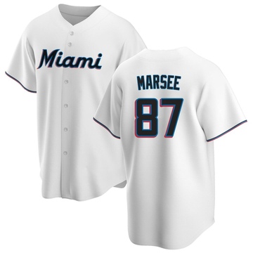 Men's Miami Marlins Jakob Marsee White Home Jersey - Replica