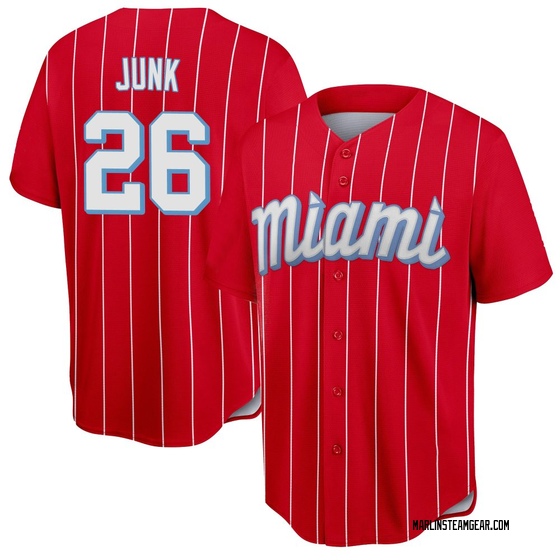 Men's Miami Marlins Janson Junk Red 2021 City Connect Jersey - Replica