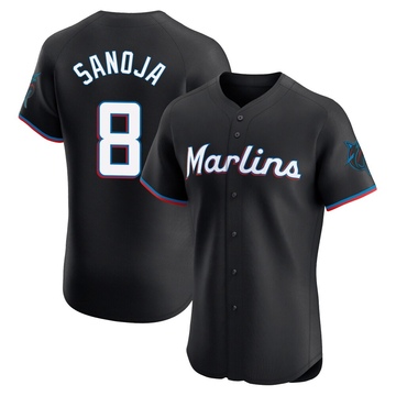 Men's Miami Marlins Javier Sanoja Black Alternate Vapor Premier Jersey - Elite