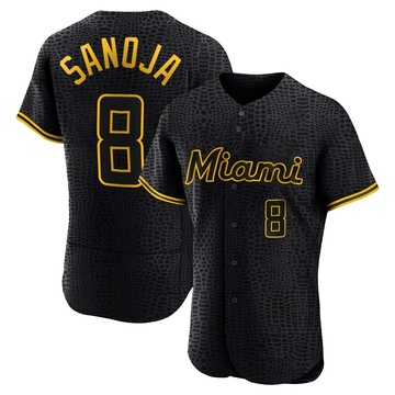 Men's Miami Marlins Javier Sanoja Black Snake Skin City Jersey - Authentic