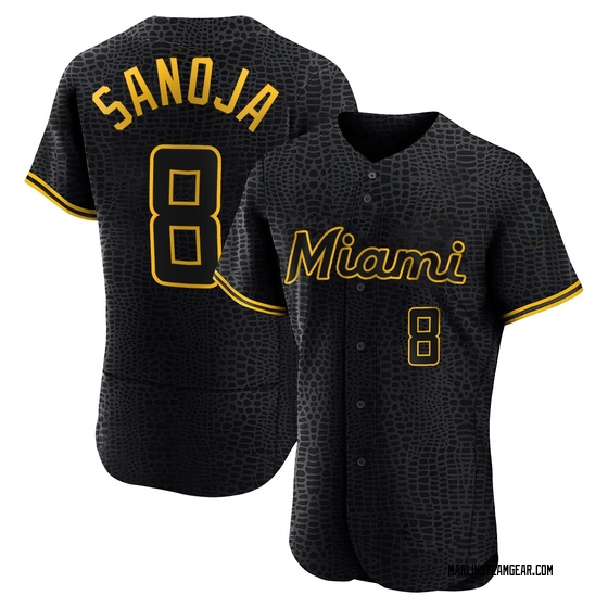 Men's Miami Marlins Javier Sanoja Black Snake Skin City Jersey - Authentic