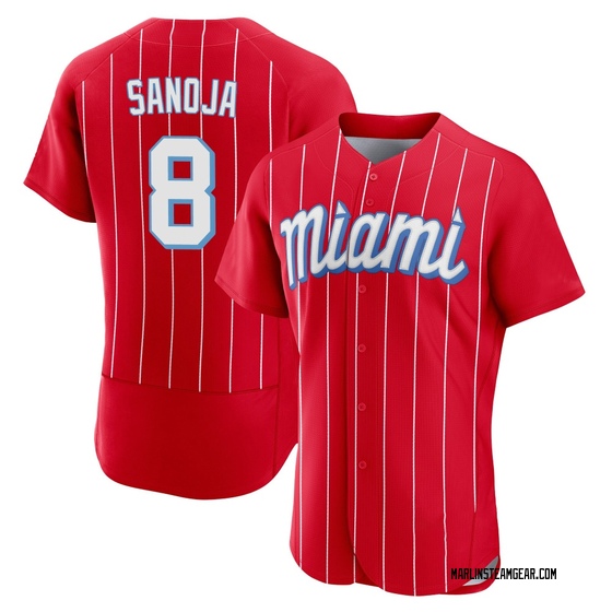 Men's Miami Marlins Javier Sanoja Red 2021 City Connect Jersey - Authentic