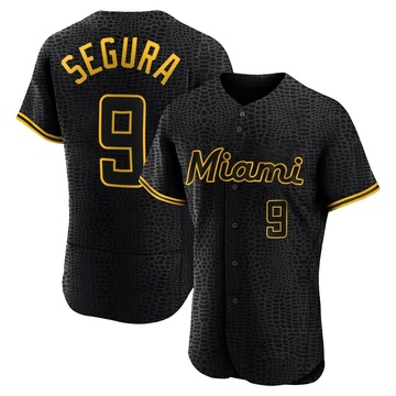 Men's Miami Marlins Jean Segura Black Snake Skin City Jersey - Authentic