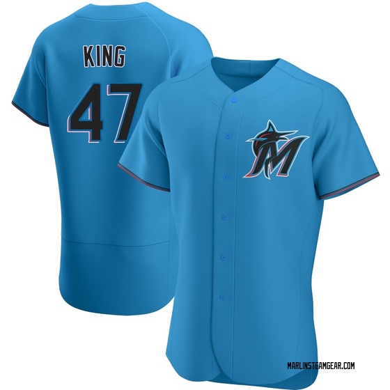Men's Miami Marlins John King Blue Alternate Jersey - Authentic