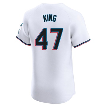 Men's Miami Marlins John King White Home Jersey - Elite