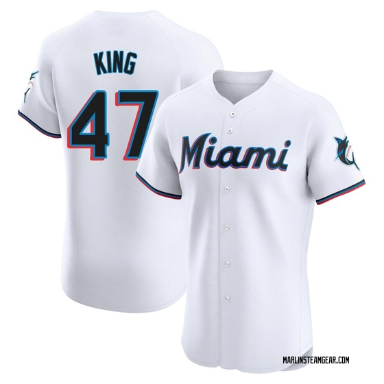 Men's Miami Marlins John King White Home Jersey - Elite