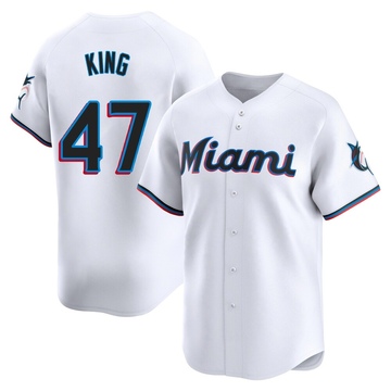 Men's Miami Marlins John King White Home Jersey - Limited