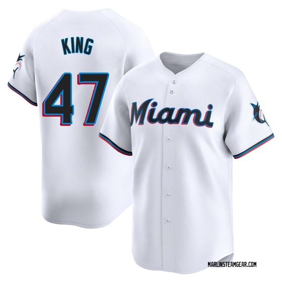Men's Miami Marlins John King White Home Jersey - Limited