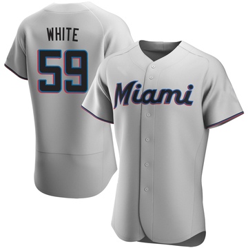 Men's Miami Marlins Joshua White Gray Road Jersey - Authentic