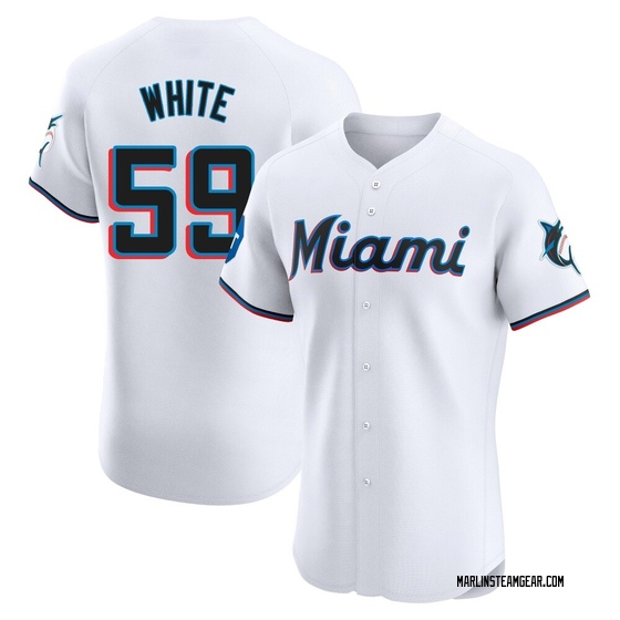 Men's Miami Marlins Joshua White White Home Patch Jersey - Elite