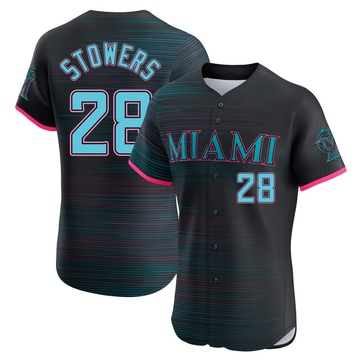 Men's Miami Marlins Kyle Stowers Black 2025 City Connect Jersey - Elite