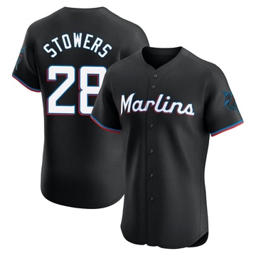 Men's Miami Marlins Kyle Stowers Black Alternate Vapor Premier Jersey - Elite