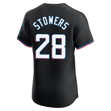 Men's Miami Marlins Kyle Stowers Black Alternate Vapor Premier Jersey - Elite