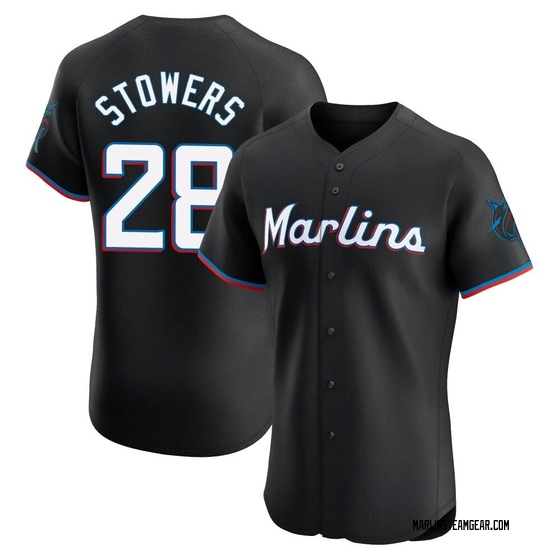 Men's Miami Marlins Kyle Stowers Black Alternate Vapor Premier Jersey - Elite